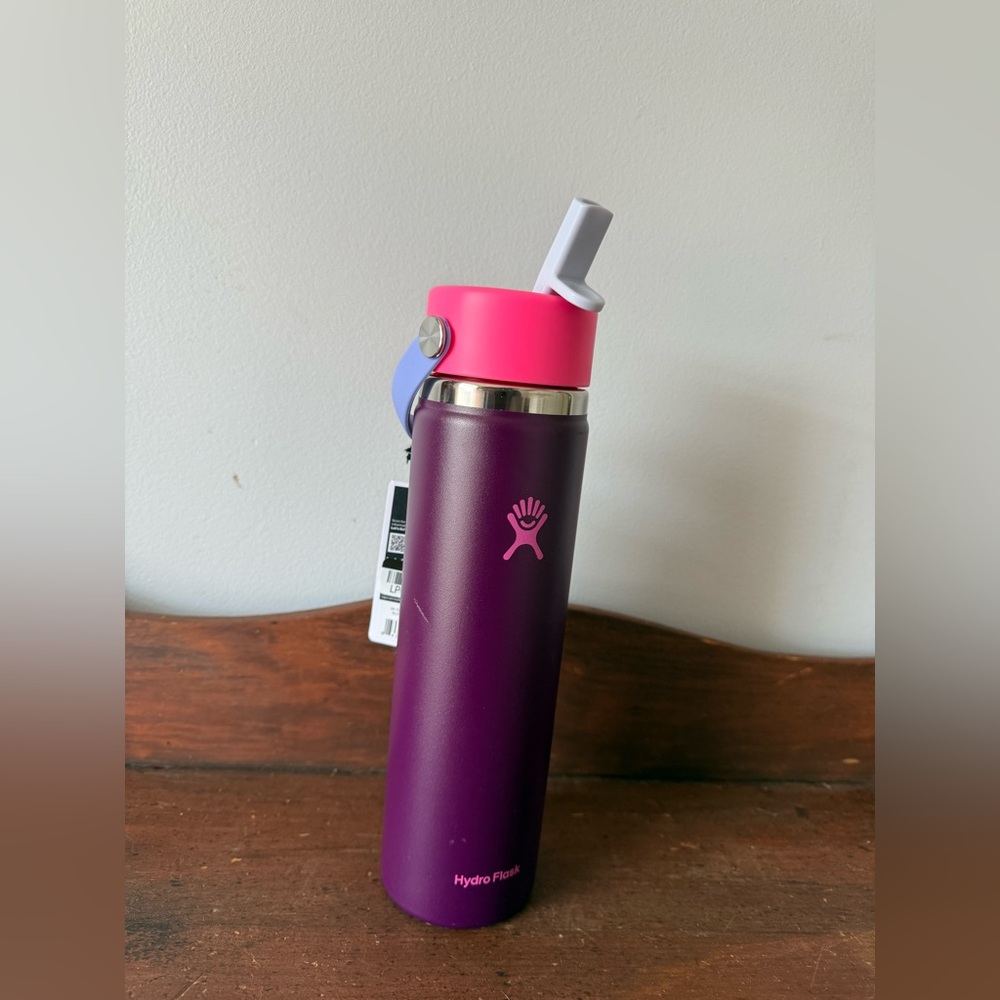 Hydro Flask 24oz Wide Mouth Flex Straw Water Bottle Sugar Plum - Brand New